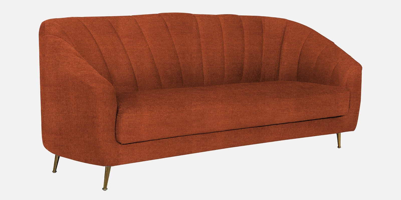 Kaylee Chenille Fabric 3 Seater Sofa In Orange Colour