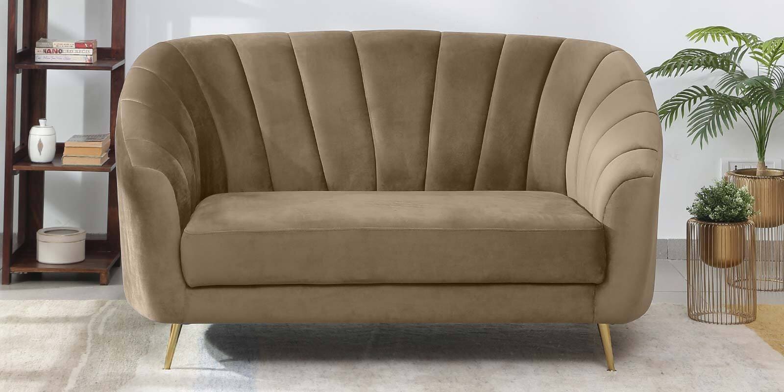 Kaylee Velvet 2 Seater Sofa in Beige Colour