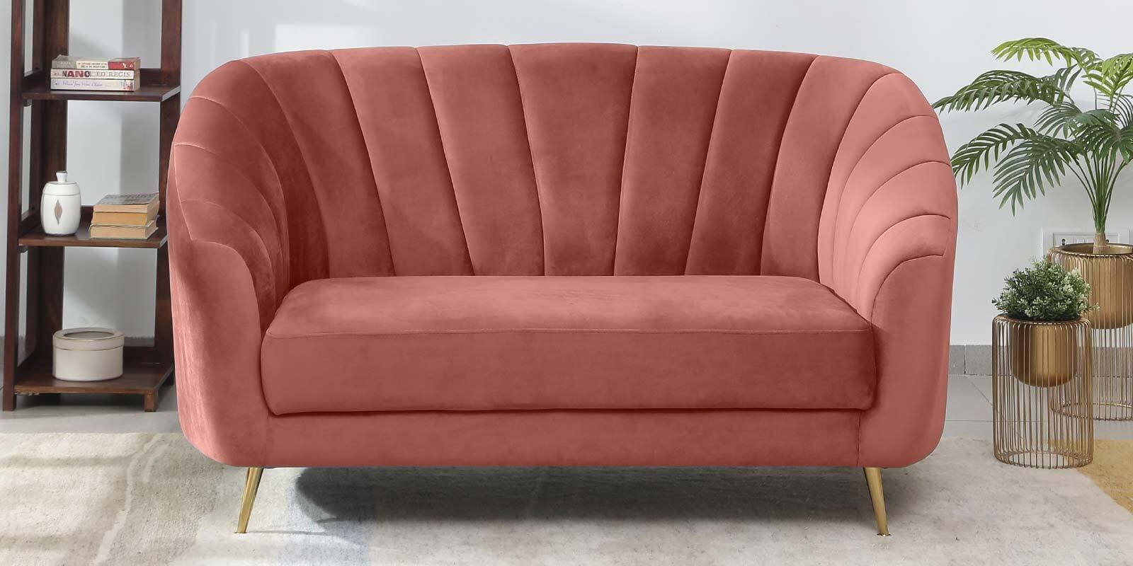 Kaylee Velvet 2 Seater Sofa In Blush Pink Colour