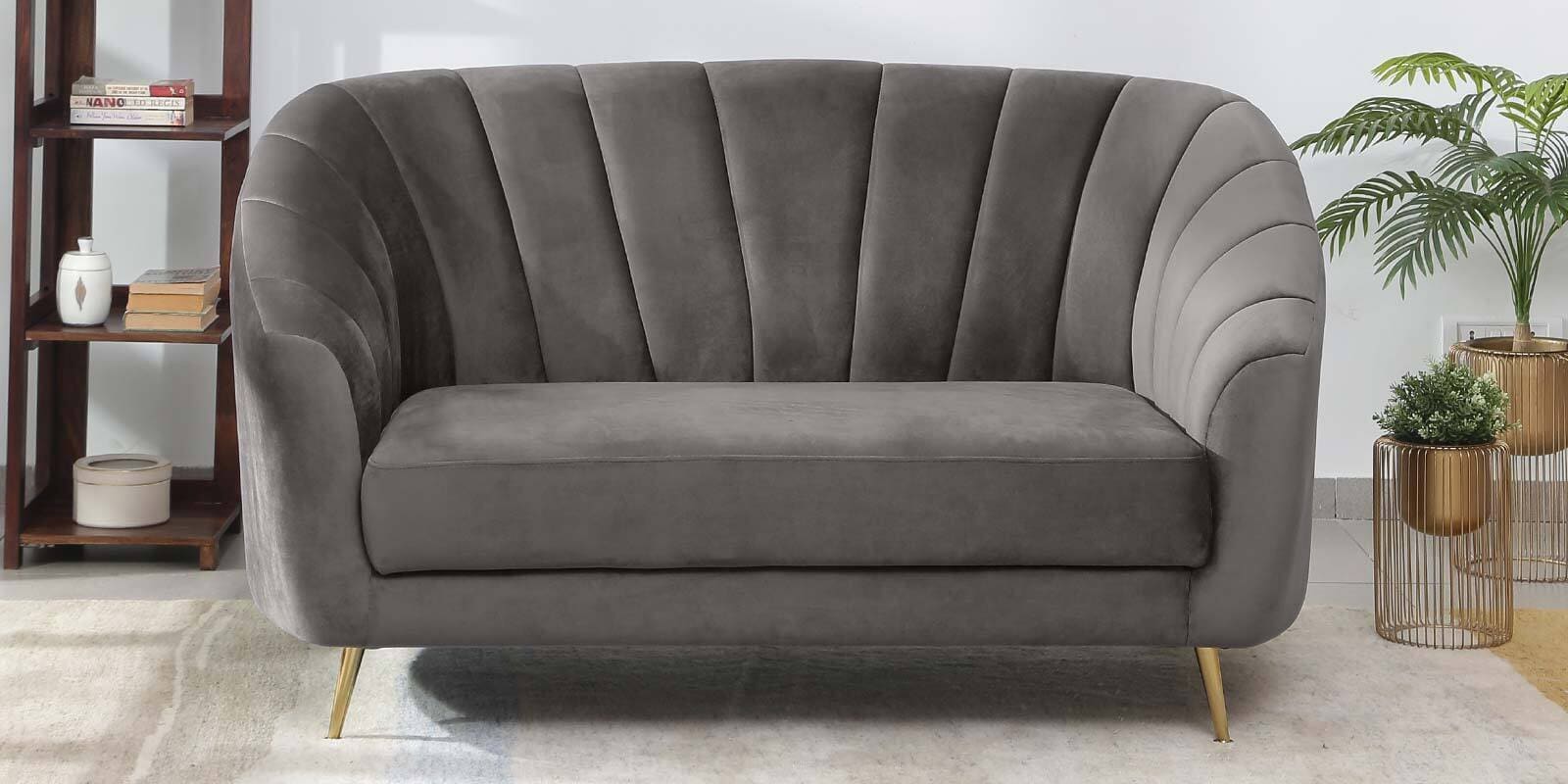 Kaylee Velvet 2 Seater Sofa In Fossil Grey Colour