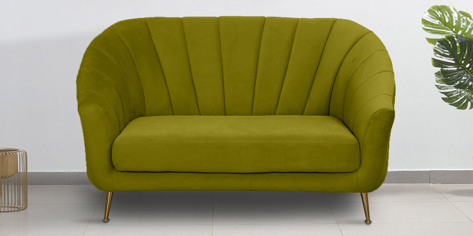 Buy Kaylee Velvet 2 Seater Sofa In Mehendi Green Colour at 26 OFF by