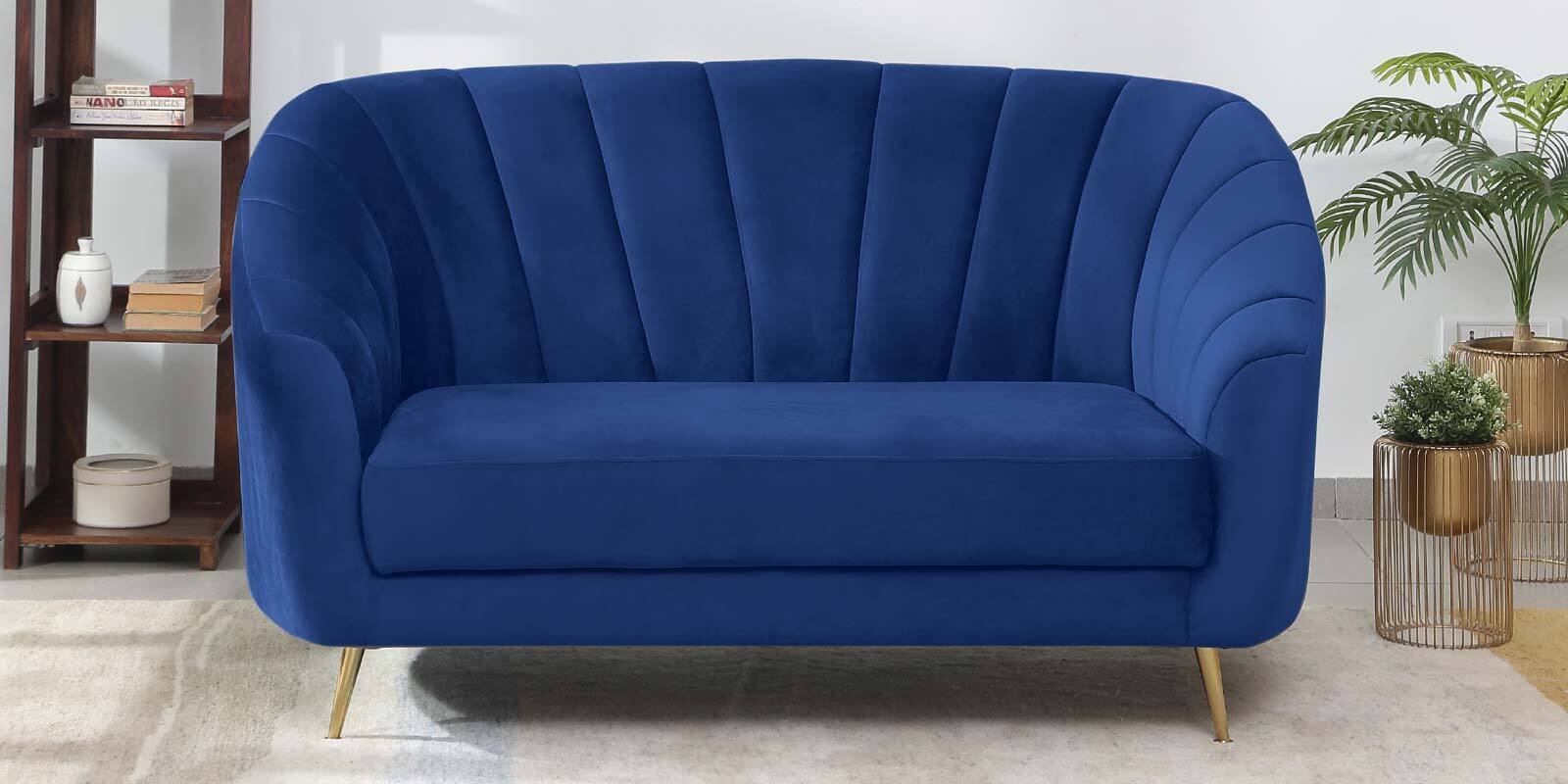Buy Kaylee Velvet 2 Seater Sofa In Royal Blue Colour at 25 OFF by