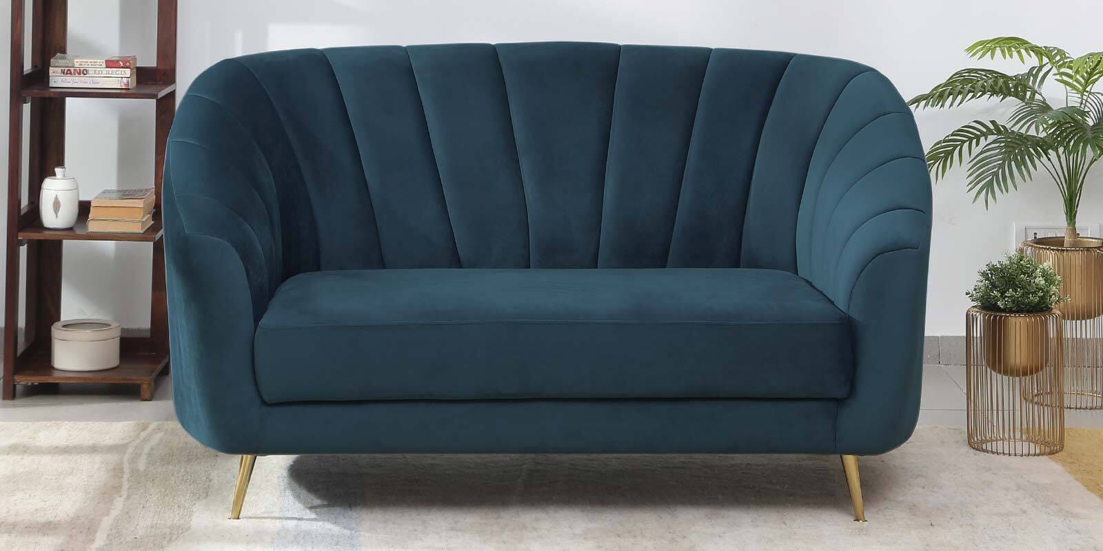 Kaylee Velvet 2 Seater Sofa In Teal Blue Colour