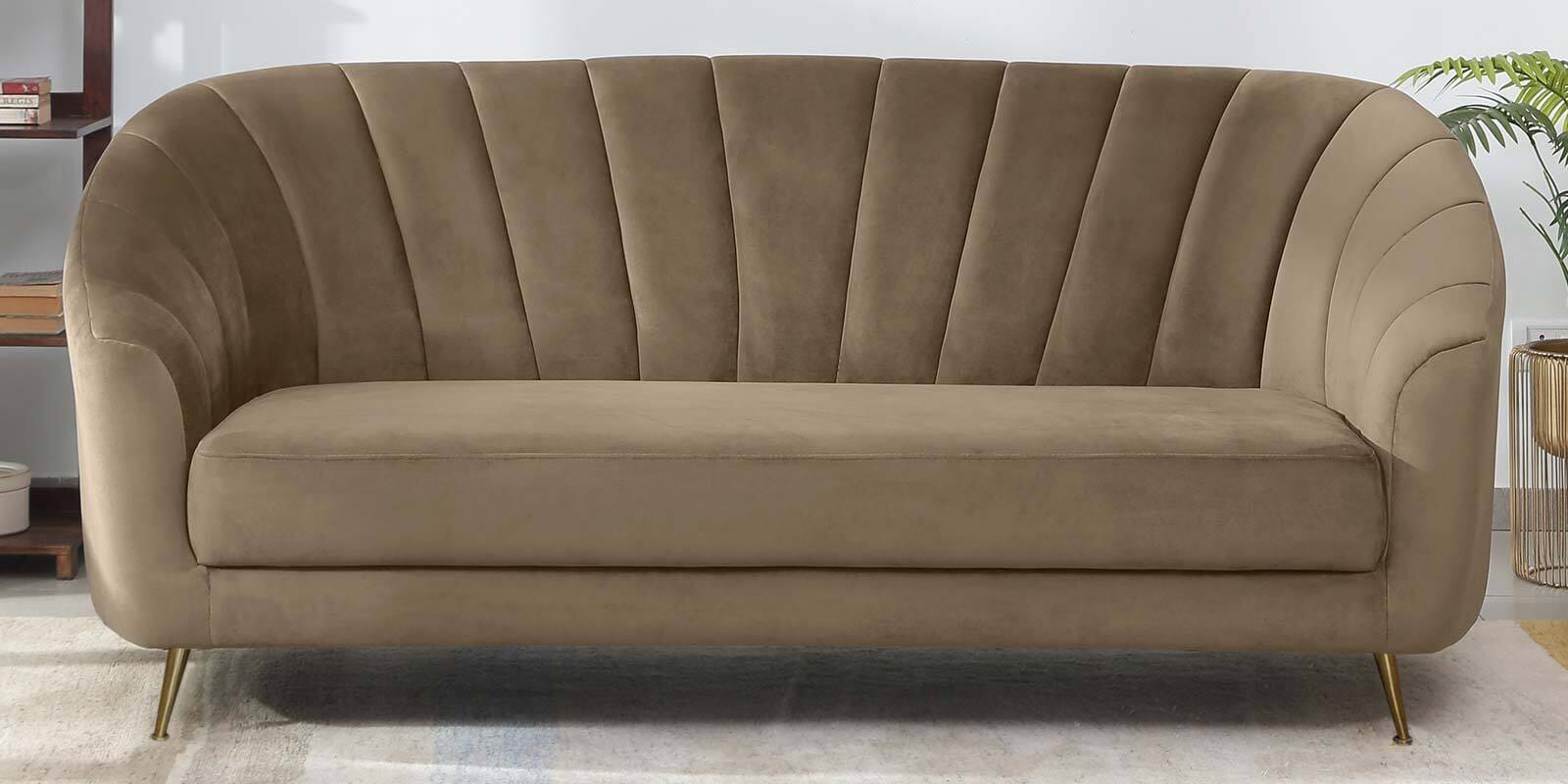 Kaylee Velvet 3 Seater Sofa in Beige Colour