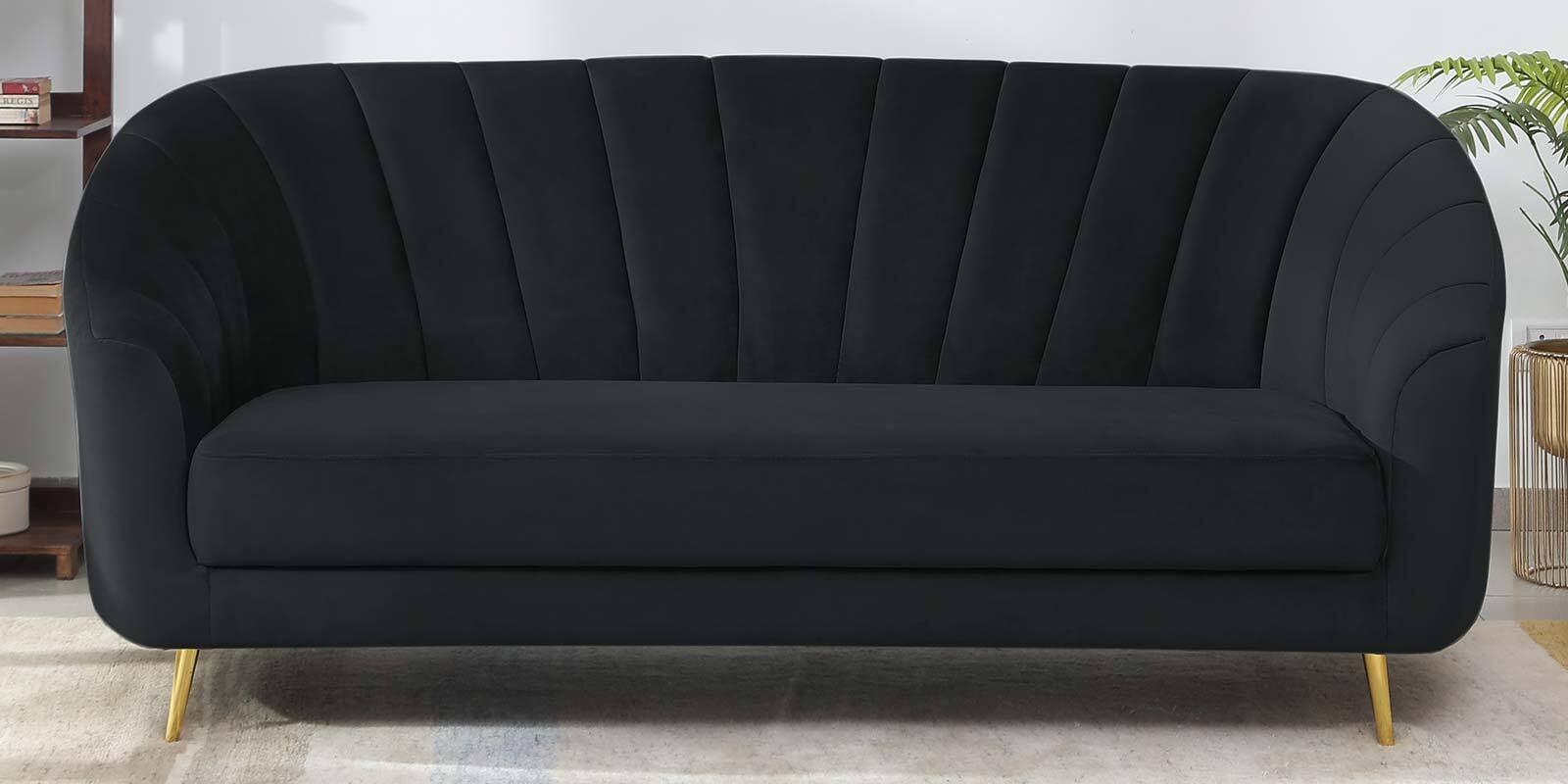 Kaylee Velvet 3 Seater Sofa In Charcoal Grey Colour