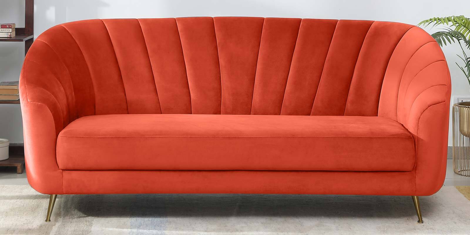 Kaylee Velvet 3 Seater Sofa In Rust Colour