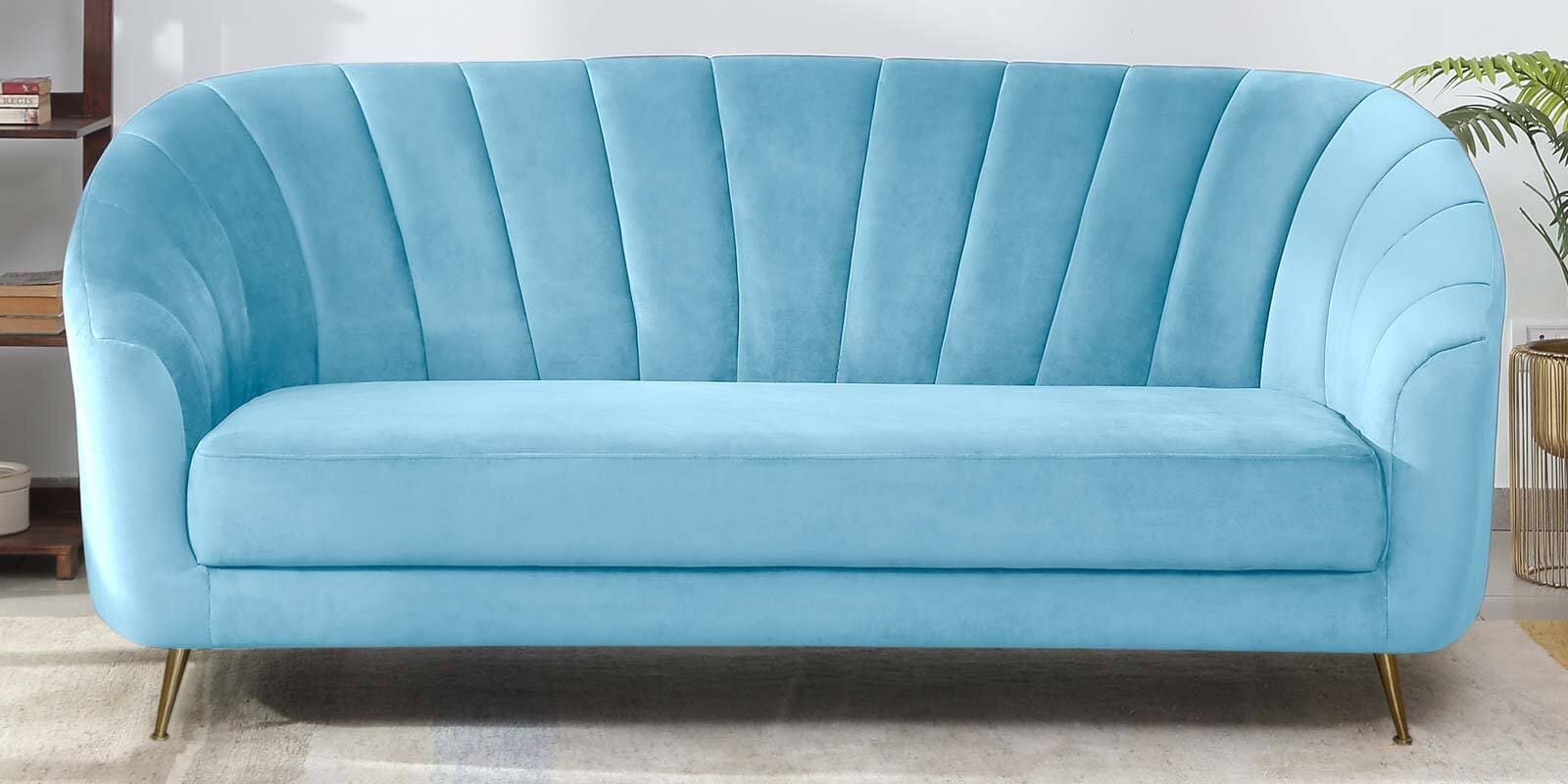 Kaylee Velvet 3 Seater Sofa In Sky Blue Colour