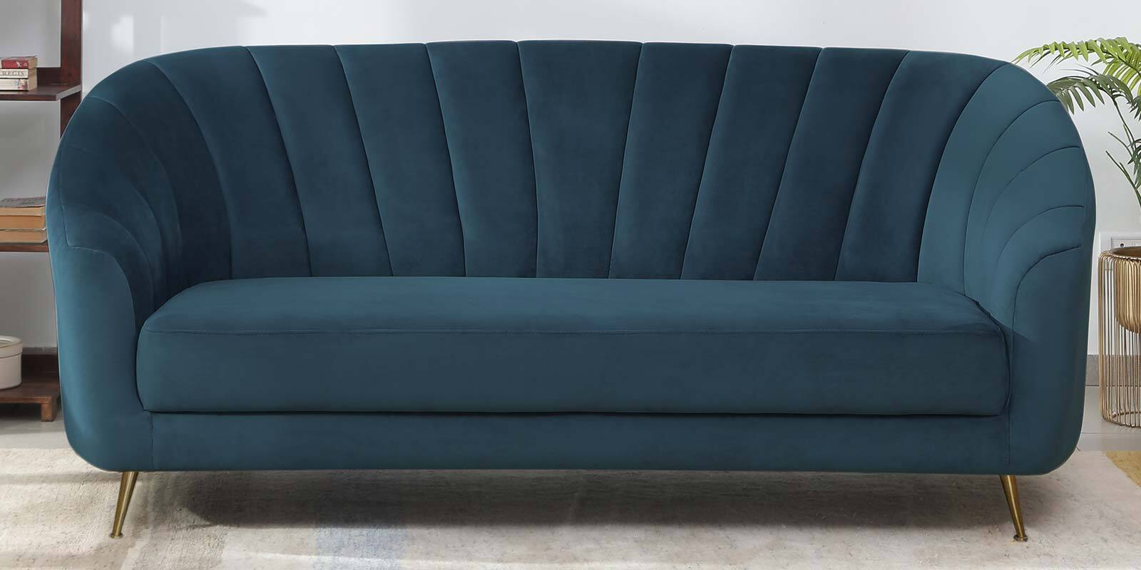 Kaylee Velvet 3 Seater Sofa In Teal Blue Colour