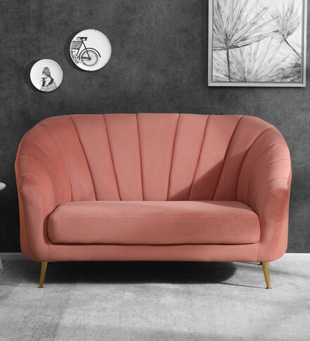 blush pink two seater sofa