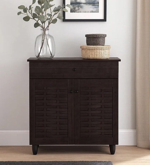 Kaira 2 Door Shoe Rack With Drawer In Wenge Color