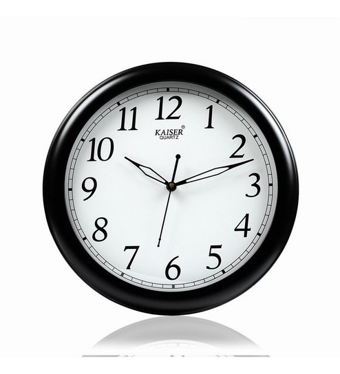 Black Wooden 11 Inch Round Office Wall Clock
