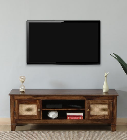 Kalki Sheesham Wood TV Console In Provincial Teak Finish For TVs Up To 55"