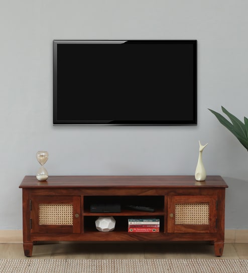 Kalki Sheesham Wood TV Console in  Honey Oak Finish For TVs Up To 55"