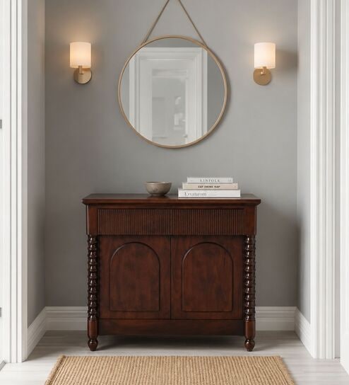 Kanak Wooden Console Table In Honey Antique Finish