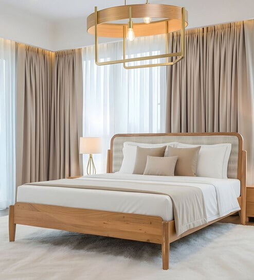 Kanan Queen Size Bed In Natural Finish With Patina