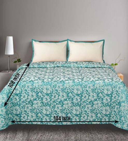 Green Kanan Cotton Floral Breathable & Queen Size Bedsheet With 2 Pillow Covers