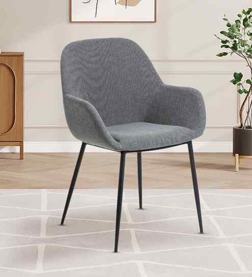 Kancha Velvet Fabric Dining Chair In Grey Colour