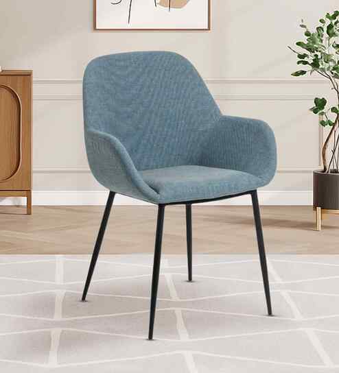 Kancha Velvet Fabric Dining Chair In Mint Blue Colour