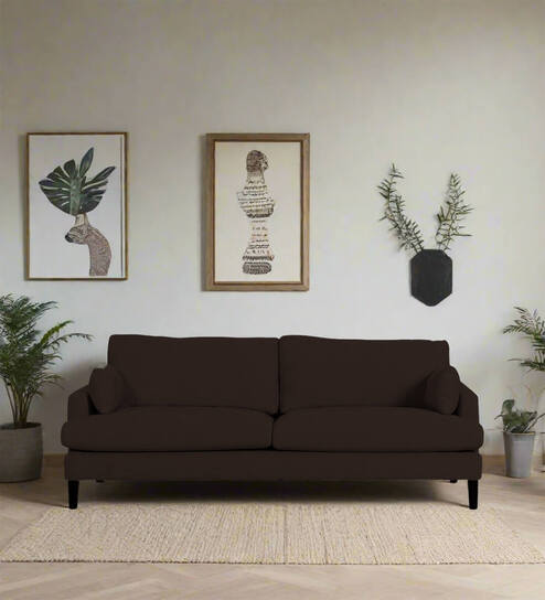Kane Fabric 3 Seater Sofa In Chocolate Brown Colour