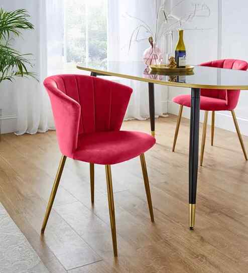Kapee Velvet Fabric Barrel Chair In Rose Pink Colour