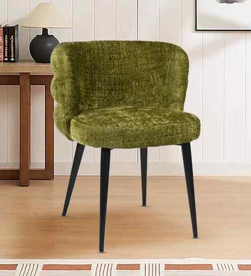 Kapi Velvet Fabric Barrel Chair In Green Colour