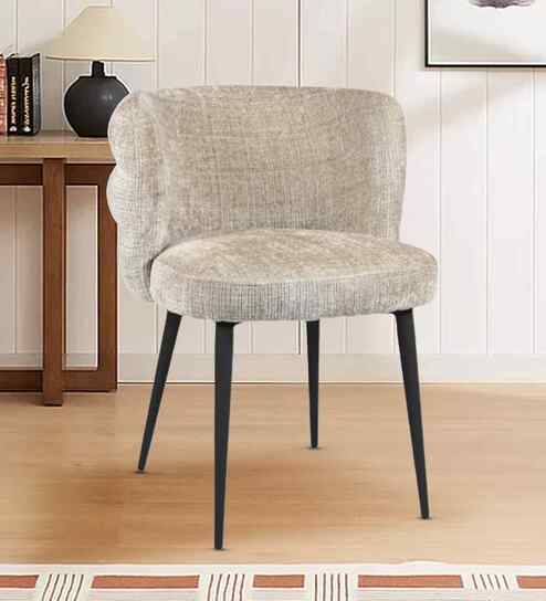 Kapi Velvet Fabric Barrel Chair In Off White Colour