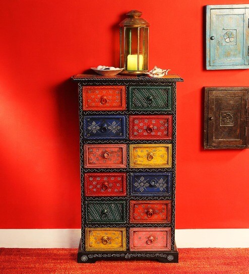 Buy Raaga Painted Chest With Twelve Drawers By Mudramark Online