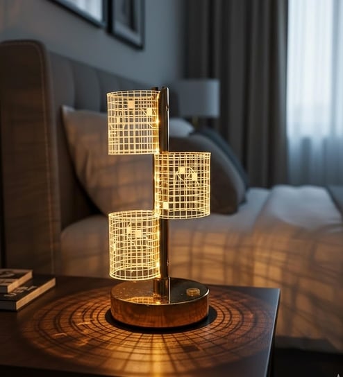 3 in1 Touch Control 3D Acrylic LED Cordless Plugin Night Lamp