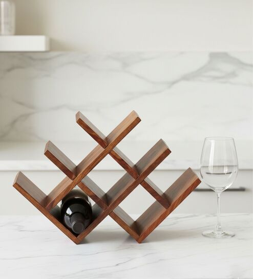 Kassel 8 Bottle Wine Rack In Natural Teak Finish