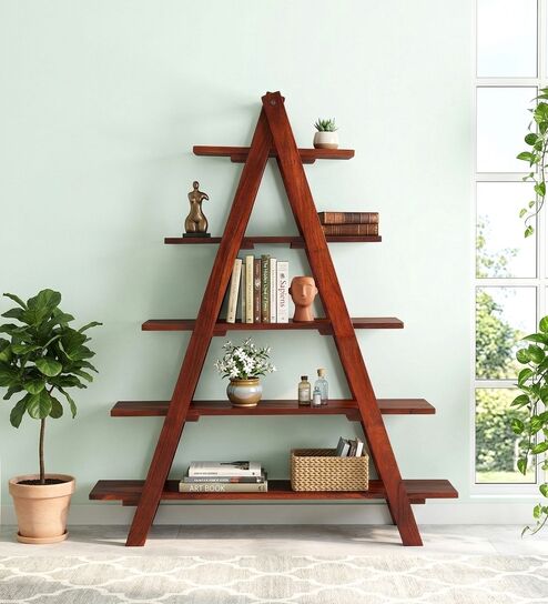 Kassel Accent Bookshelf Showcases Display Unit In Honey Finish