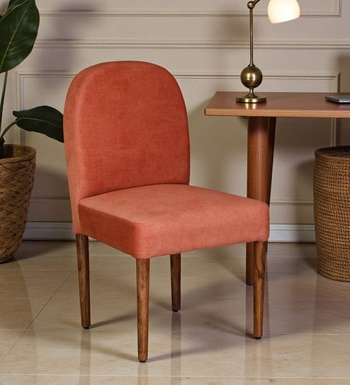 Kastav Acacia Wood Dining Chair In Peach Colour ( Set of 2 )