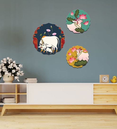 Set of 3  Cow And Calf Decorative Wall Art