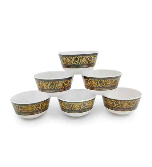 Katori Set - Golden Rado (3.5") , Stain Free, Glazed Finish, Pure Melamine ,6 Nos.