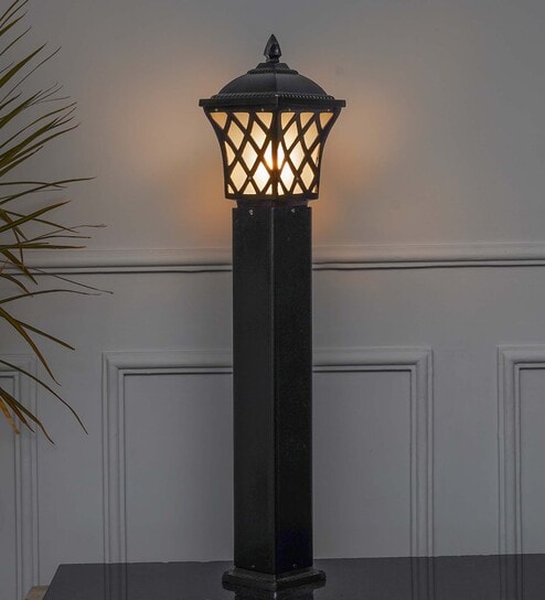 Katowice Single Light Outdoor Bollard Light In Black Finish
