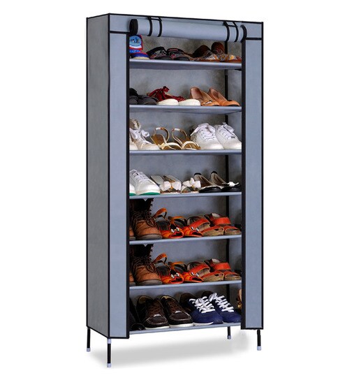 Buy Seven Tier Shoe Rack In Grey Colour By Kawachi Online Modern Cloth Shoe Racks Shoe Racks Furniture Pepperfry Product