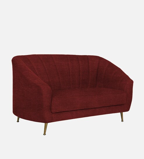 Kaylee Chenille Fabric 2 Seater Sofa In Garnet Red Colour