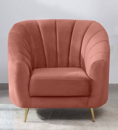 Kaylee Velvet 1 Seater Sofa In Blush Pink Colour