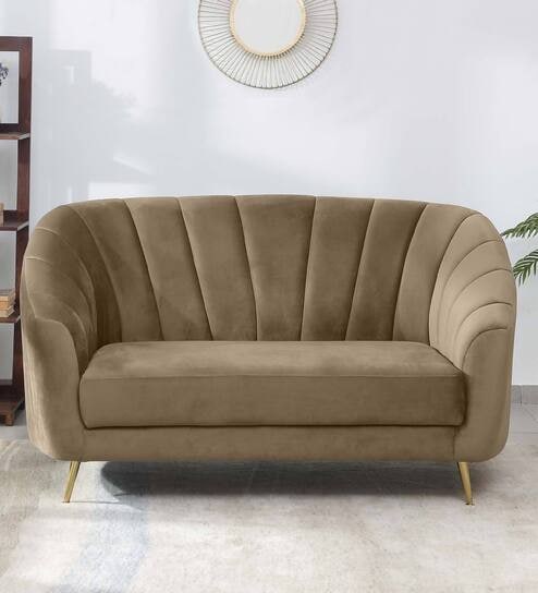 Kaylee Velvet 2 Seater Sofa in Beige Colour