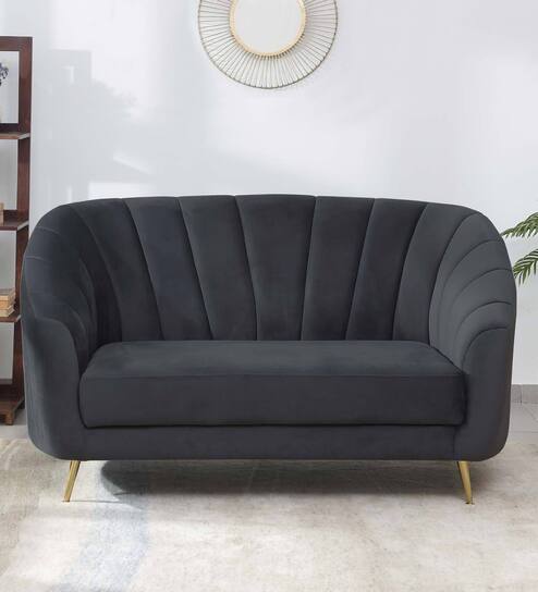 Kaylee Velvet 2 Seater Sofa In Charcoal Grey Colour