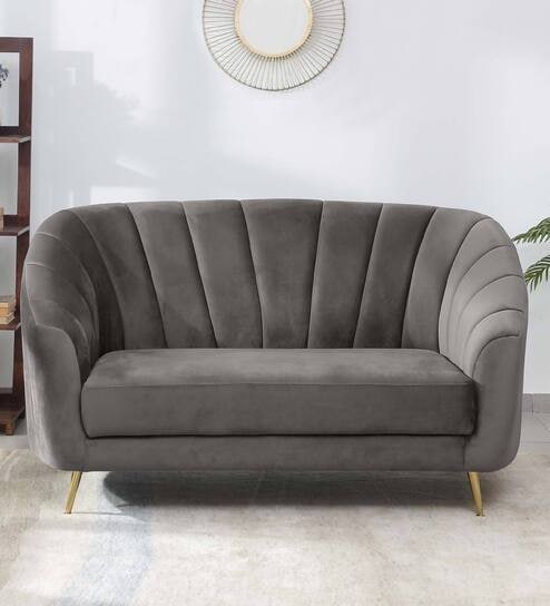 Kaylee Velvet 2 Seater Sofa In Fossil Grey Colour