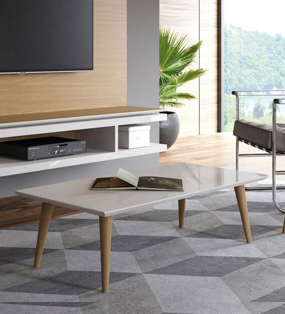 Buy Kaira Coffee Table In Off White Colour By Colibri Online Mid Century Modern Rectangular Coffee Tables Tables Furniture Pepperfry Product