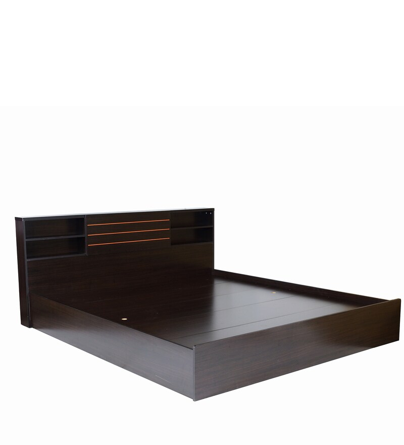 Buy Kaito King Size Bed With Storage In Wenge Finish By Mintwud Online Modern King Size Beds