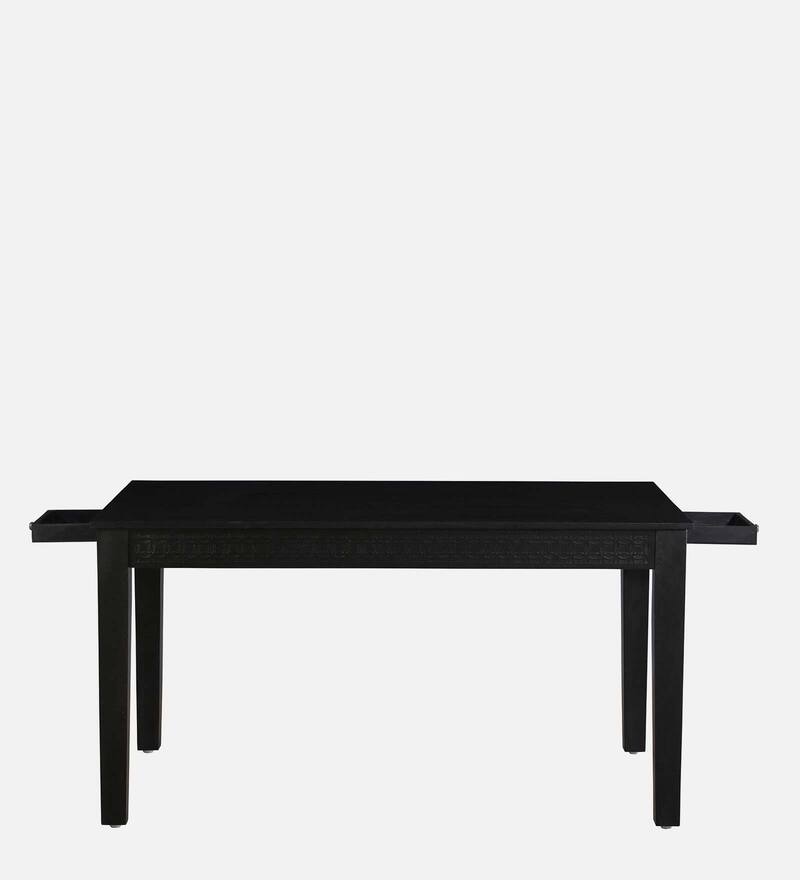 Buy Kawung Solid Wood 6 Seater Dining Table in Ebony Finish by Woodsworth Online Transitional