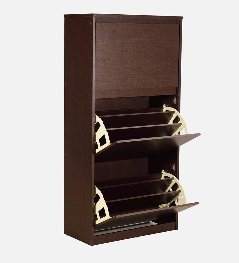 Buy Kazuo Tilt Out Shoe Rack in Columbia Walnut Finish By Mintwud Online Tilt Out Shoe Racks