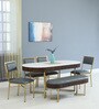 Kaffka Metal 6 Seater Dining Set In Brass Electroplating Finish With White Porcelain Top
