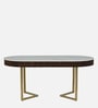 Kaffka Metal 6 Seater Dining Set In Brass Electroplating Finish With White Porcelain Top