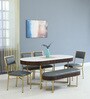 Kaffka Metal 6 Seater Dining Set In Brass Electroplating Finish With White Porcelain Top
