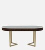 Kaffka Metal 6 Seater Dining Set In Brass Electroplating Finish With White Porcelain Top