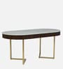 Kaffka Metal 6 Seater Dining Set In Brass Electroplating Finish With White Porcelain Top