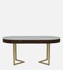 Kaffka Metal 6 Seater Dining Set In Brass Electroplating Finish With White Porcelain Top